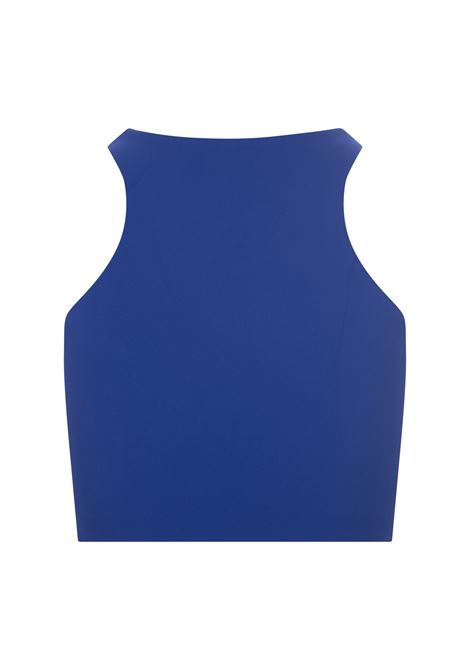 Blue Sleeveless Crop Top With Logo OFF-WHITE | OWVO083F23JER0014501