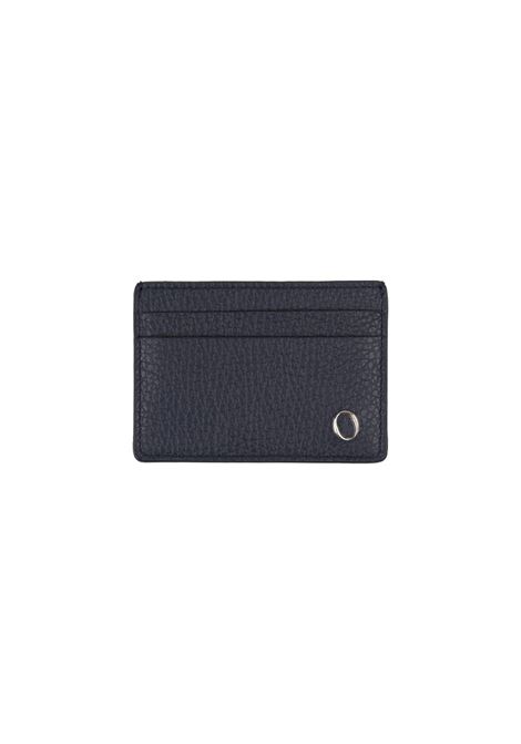 Navy Blue Grained Leather Card Holder With Logo ORCIANI | SU0110-MICNAVY