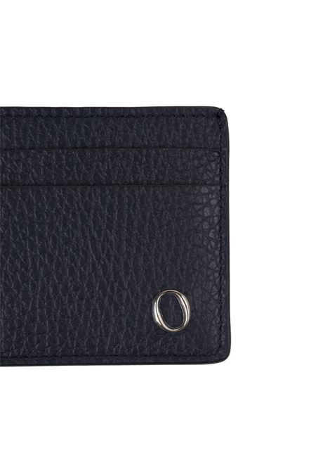 Navy Blue Grained Leather Card Holder With Logo ORCIANI | SU0110-MICNAVY