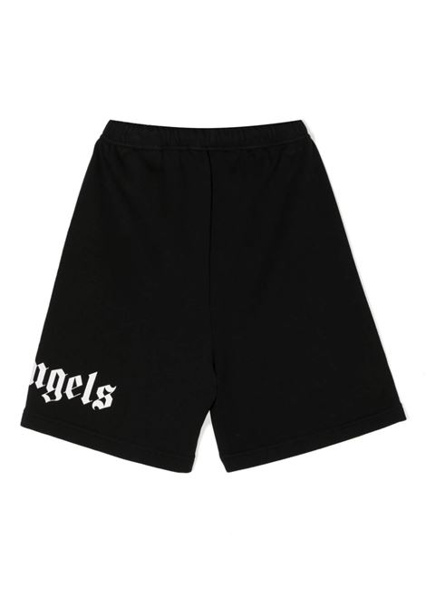 Black Cotton Bermuda Shorts With Logo PALM ANGELS KIDS | PBCI006C99FLE0011001