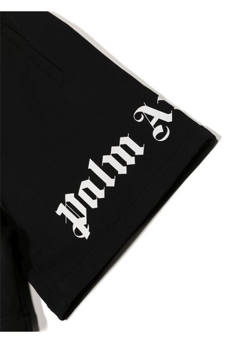 Black Cotton Bermuda Shorts With Logo PALM ANGELS KIDS | PBCI006C99FLE0011001