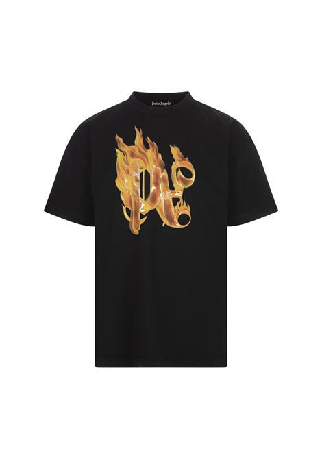 Black T-Shirt With Flaming PA PALM ANGELS | PMAA072R24JER0011076