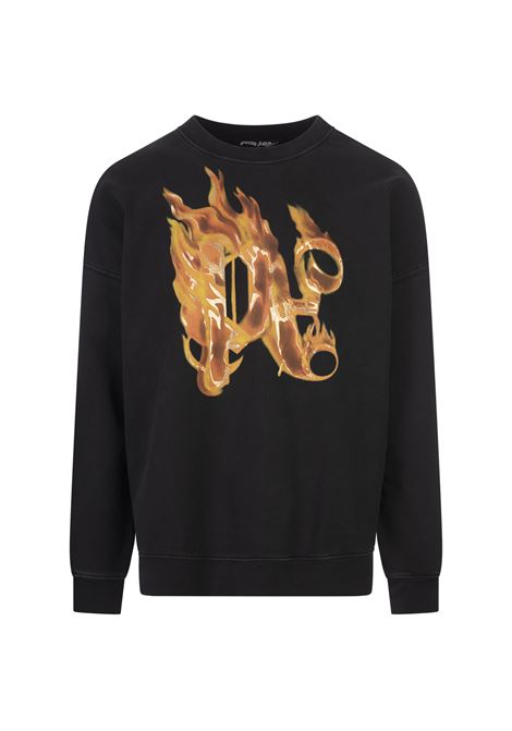 Black Sweatshirt With Flaming PA PALM ANGELS | PMBA074R24FLE0041076