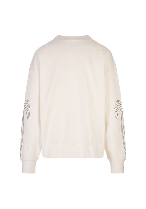 White Sweatshirt with Round Logo and Monogram PALM ANGELS | PMBA074R24FLE0100377