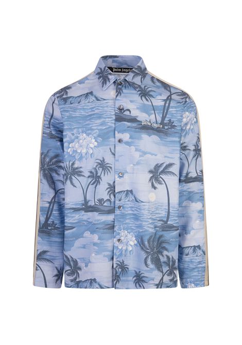 Light Blue Shirt With Sunset Print PALM ANGELS | PMBD056S24FAB0014903