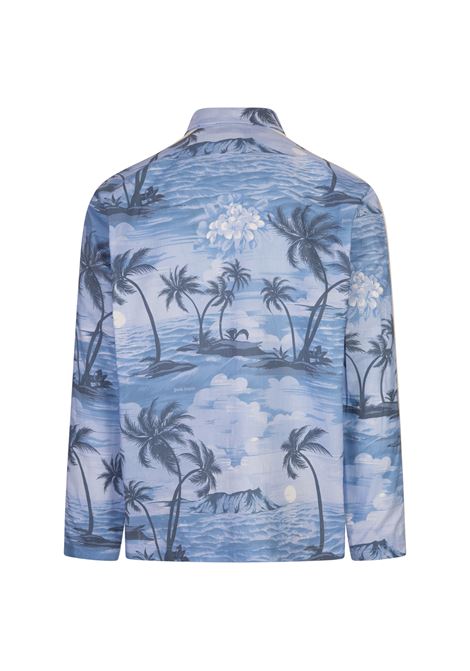 Light Blue Shirt With Sunset Print PALM ANGELS | PMBD056S24FAB0014903