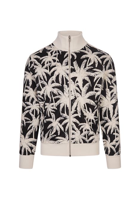 Black Track Jacket With All-Over Palm Print PALM ANGELS | PMBD058R24FAB0021003