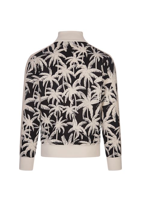 Black Track Jacket With All-Over Palm Print PALM ANGELS | PMBD058R24FAB0021003