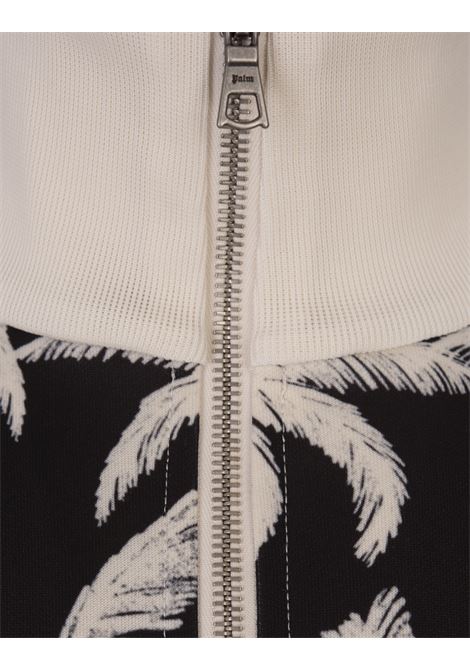 Black Track Jacket With All-Over Palm Print PALM ANGELS | PMBD058R24FAB0021003