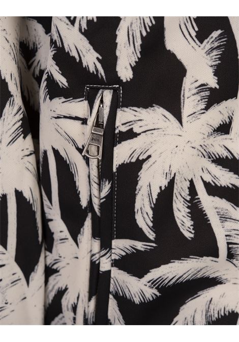 Black Track Jacket With All-Over Palm Print PALM ANGELS | PMBD058R24FAB0021003