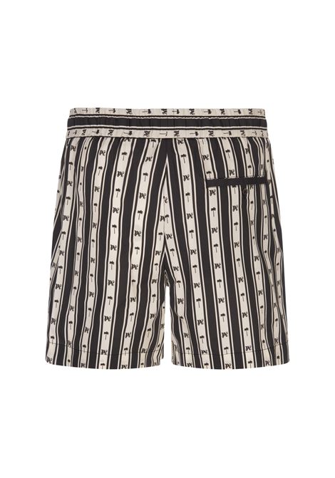 Striped Shorts With Palms and Monogram Motif PALM ANGELS | PMCB034S24FAB0040310