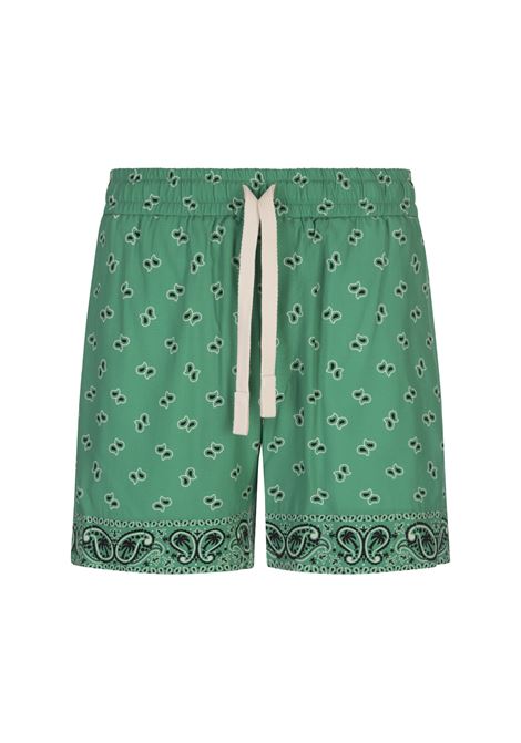 Green Shorts With Paisley Print PALM ANGELS | PMCB034S24FAB0055555