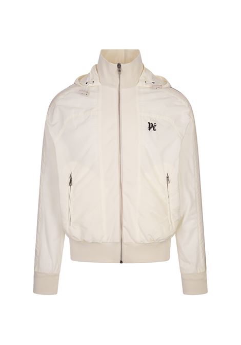 White Sporty Windbreaker Jacket With PA Monogram PALM ANGELS | PMEA267R24FAB0010310