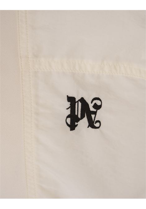 White Sporty Windbreaker Jacket With PA Monogram PALM ANGELS | PMEA267R24FAB0010310