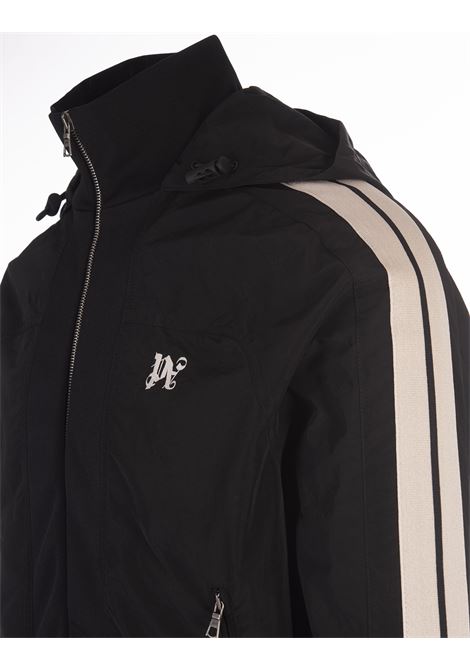 Black Sporty Windbreaker Jacket With PA Monogram PALM ANGELS | PMEA267R24FAB0011003