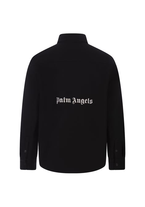 Black Overshirt With Contrast Logo PALM ANGELS | PMES012F23FAB0021001