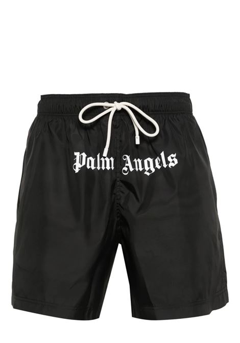 Black Swimwear With White Logo PALM ANGELS | PMFD002S24FAB0061001