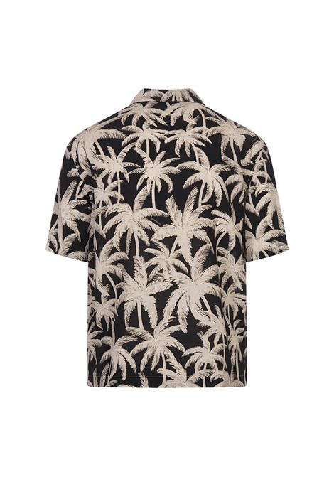 Black Shirt With All-Over Palm Print  PALM ANGELS | PMGG005R24FAB0011003