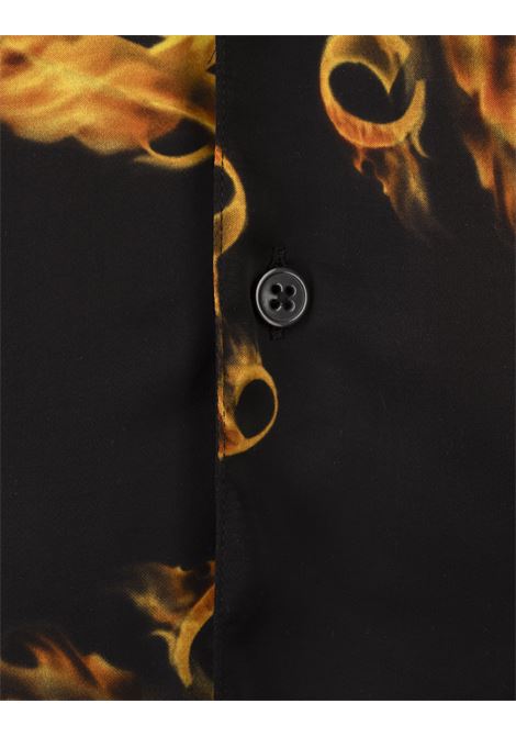 Black Shirt With Flaming Monogram Logo PALM ANGELS | PMGG005R24FAB0021076