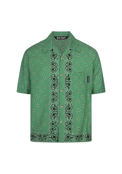 Camicia Verde Con Stampa Paisley PALM ANGELS | PMGG005S24FAB0065555