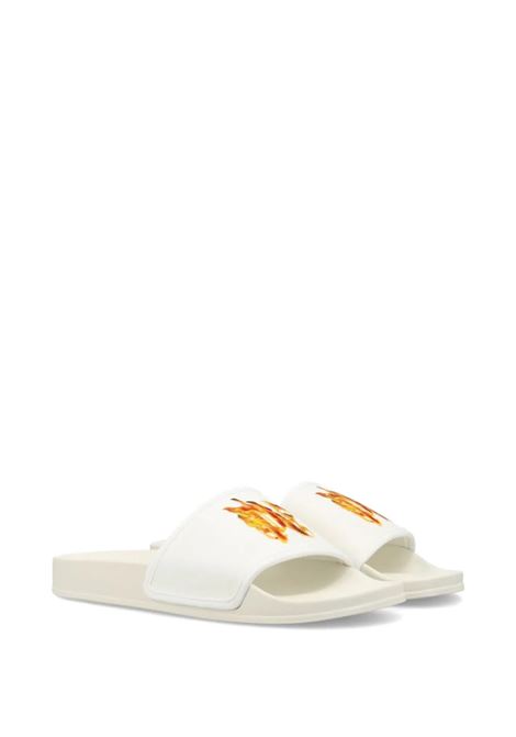 White Slippers With Flaming PA PALM ANGELS | PMIC010S24MAT0026120