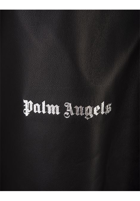 Pantaloni Ampi In Pelle Nera Con Logo PALM ANGELS | PMJB010F23LEA0011072