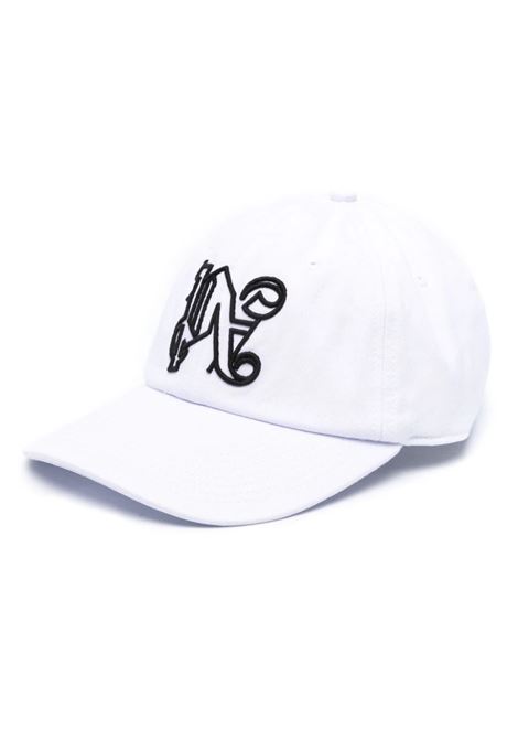 Cappello Da Baseball Bianco Con Monogramma Ricamato PALM ANGELS | PMLB094R24FAB0120110