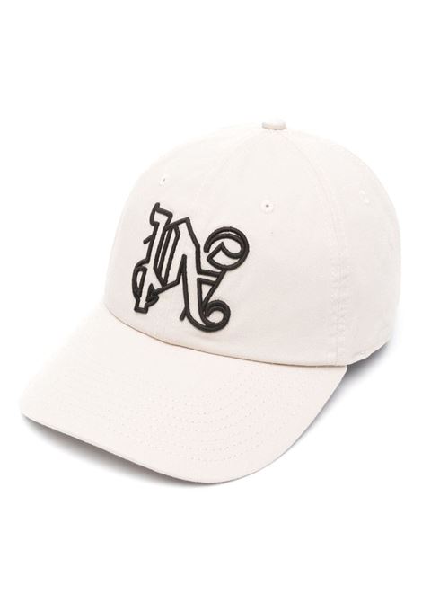 Cream Baseball Hat With Embroidered Monogram PALM ANGELS | PMLB094R24FAB0126110