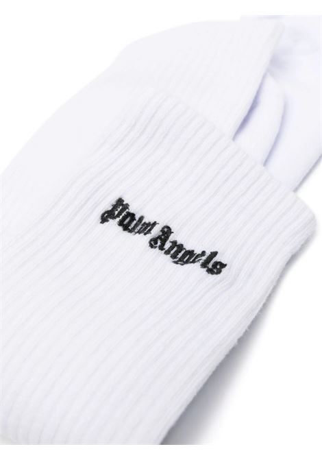 White Socks With Black Logo PALM ANGELS | PMRA001S24FAB0020110