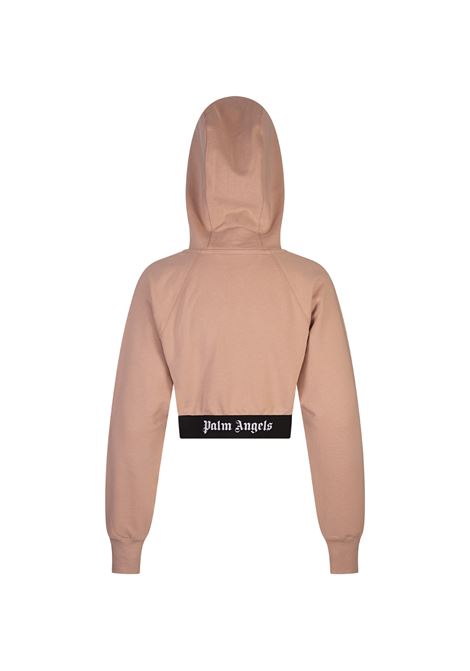 Pink Crop Hoodie With Logo Band PALM ANGELS | PWBB062S24FLE0013010