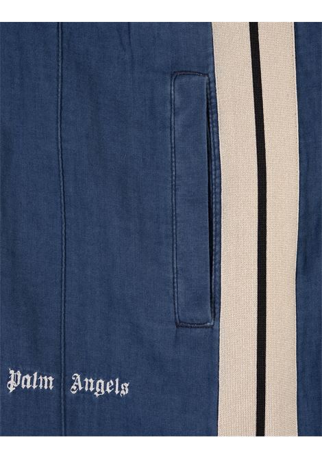 Joggers a Gamba Dritta In Chambray Blu Con Logo PALM ANGELS | PWCA061S24FAB0014903