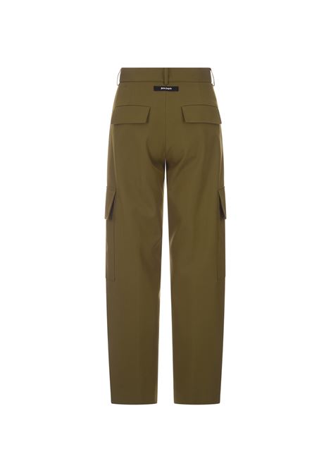 Olive Green Cotton Cargo Trousers PALM ANGELS | PWCA128F23FAB0016010