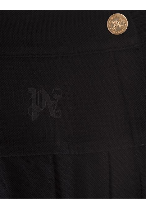 Black Pleated Mini Skirt With Monogram Logo PALM ANGELS | PWCC070S24FAB0011010