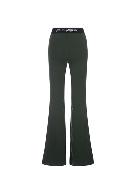 Green Flare Trousers With Logo Band PALM ANGELS | PWCH017F23FLE0015710