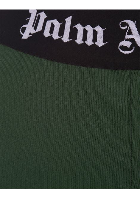 Pantaloni Flare Verdi Con Banda Logo PALM ANGELS | PWCH017F23FLE0015710