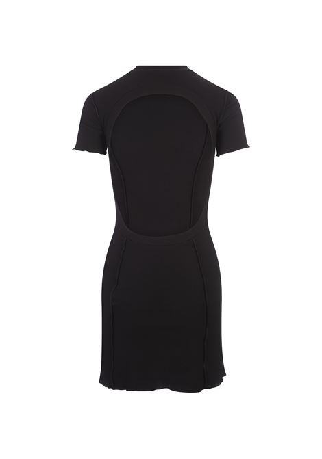 Black Ribbed Short Dress With Monogram Logo PALM ANGELS | PWDB055S24FAB0011003