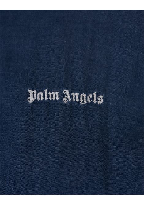 Blue Chambray Zip-Up Sweatshirt With Logo PALM ANGELS | PWEA119S24AB0014903