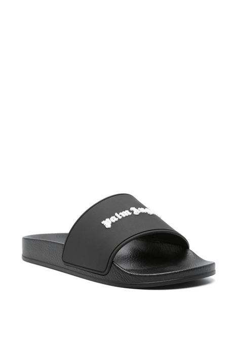 Black Slippers With White Logo PALM ANGELS | PWIC010S24MAT0011001