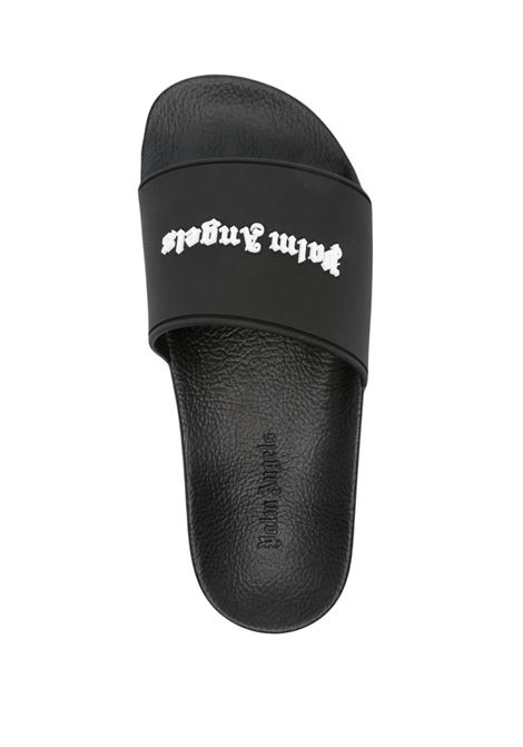 Black Slippers With White Logo PALM ANGELS | PWIC010S24MAT0011001
