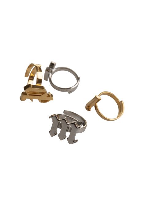 Set of Gothic Style Palm Rings in Gold/Silver PALM ANGELS | PWOC010F23MAT0017672