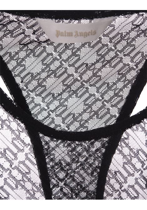 Black Bodysuit Top With Monogram Motif  PALM ANGELS | PWUD003F23FAB0011010