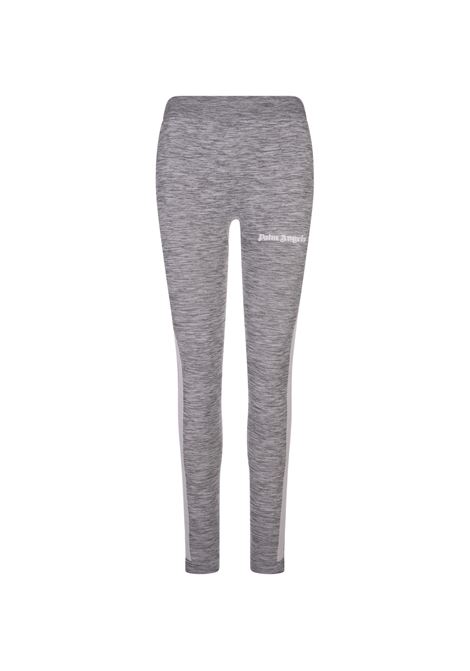 PALM ANGELS Leggings Sportivi Grigio Melange Con Logo - PALM ANGELS