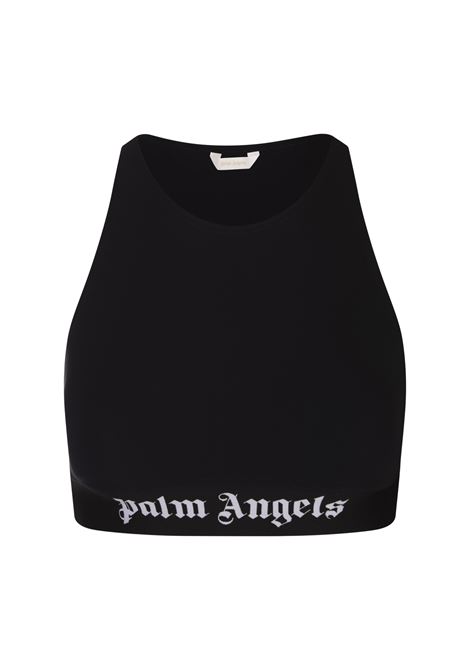 Black Crop Top With Logo PALM ANGELS | PWVO024S24FAB0011001