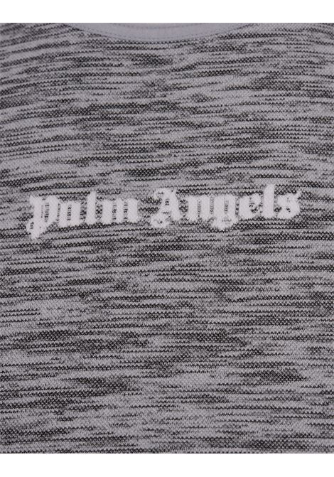 Top a Doppio Strato Grigio Melange Con Logo PALM ANGELS | PWVO037S24FAB0010801