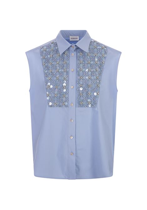 Light Blue Sequins Canyox Shirt PAROSH | CANYOX24-D381190R078