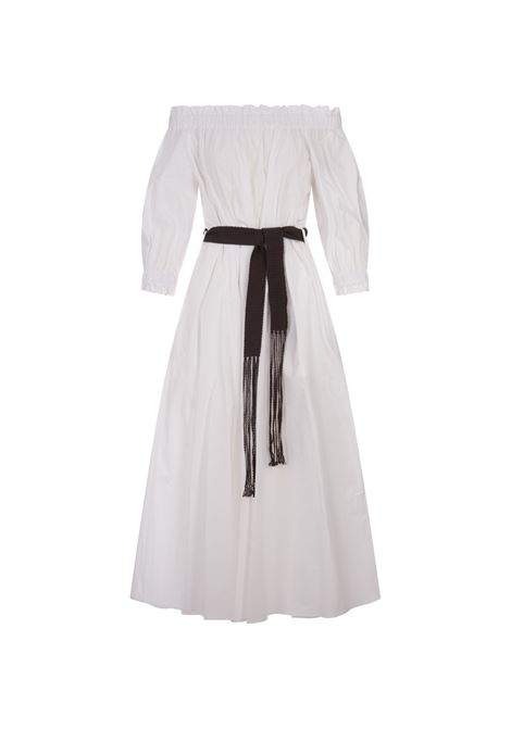 White Canyox Maxi Dress With Belt PAROSH | CANYOX24-D725397001