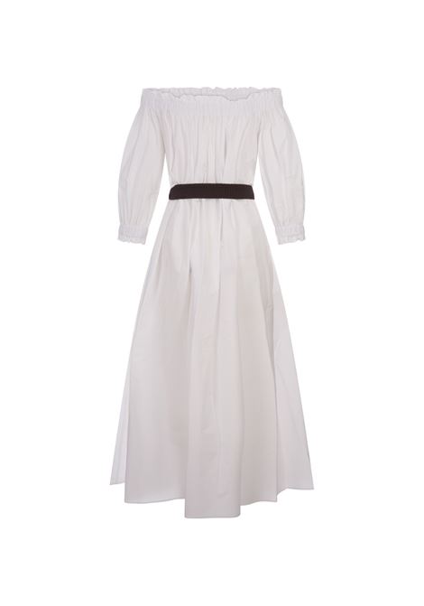 White Canyox Maxi Dress With Belt PAROSH | CANYOX24-D725397001
