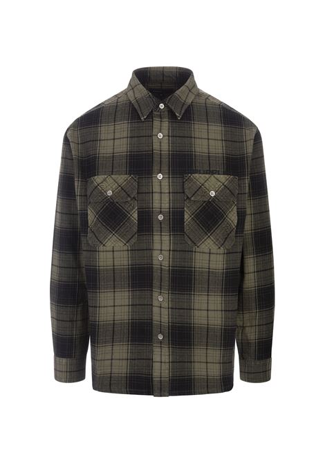Green Plaid Flannel Shirt With Logo and Monogram PURPLE BRAND | P331-FPWM124GREEN