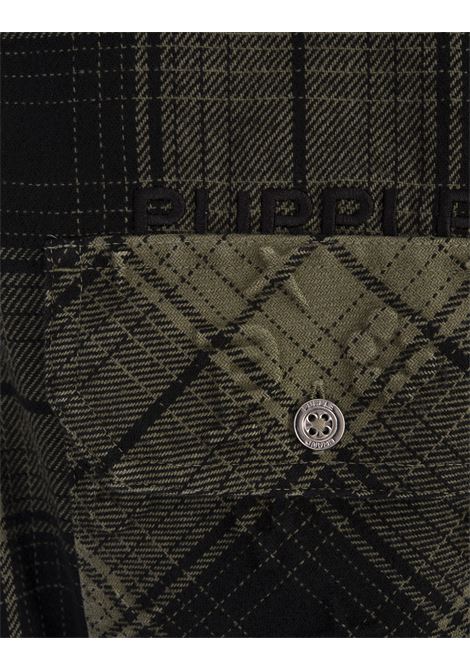 Camicia In Flanella Scozzese Verde Con Logo e Monogramma PURPLE BRAND | P331-FPWM124GREEN