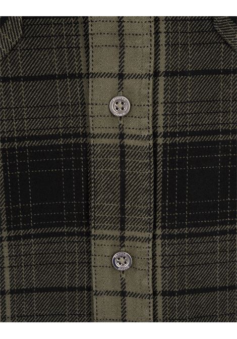 Camicia In Flanella Scozzese Verde Con Logo e Monogramma PURPLE BRAND | P331-FPWM124GREEN